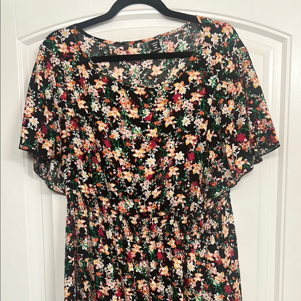 SHEIN Pink and Orange Flutter Sleeve Sundress